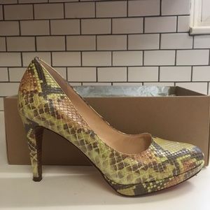 Cole Haan Nike python snake Chelsea citrine heels